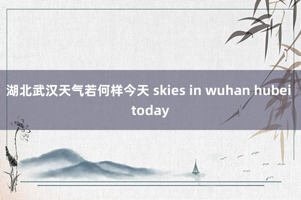 湖北武汉天气若何样今天 skies in wuhan hubei today